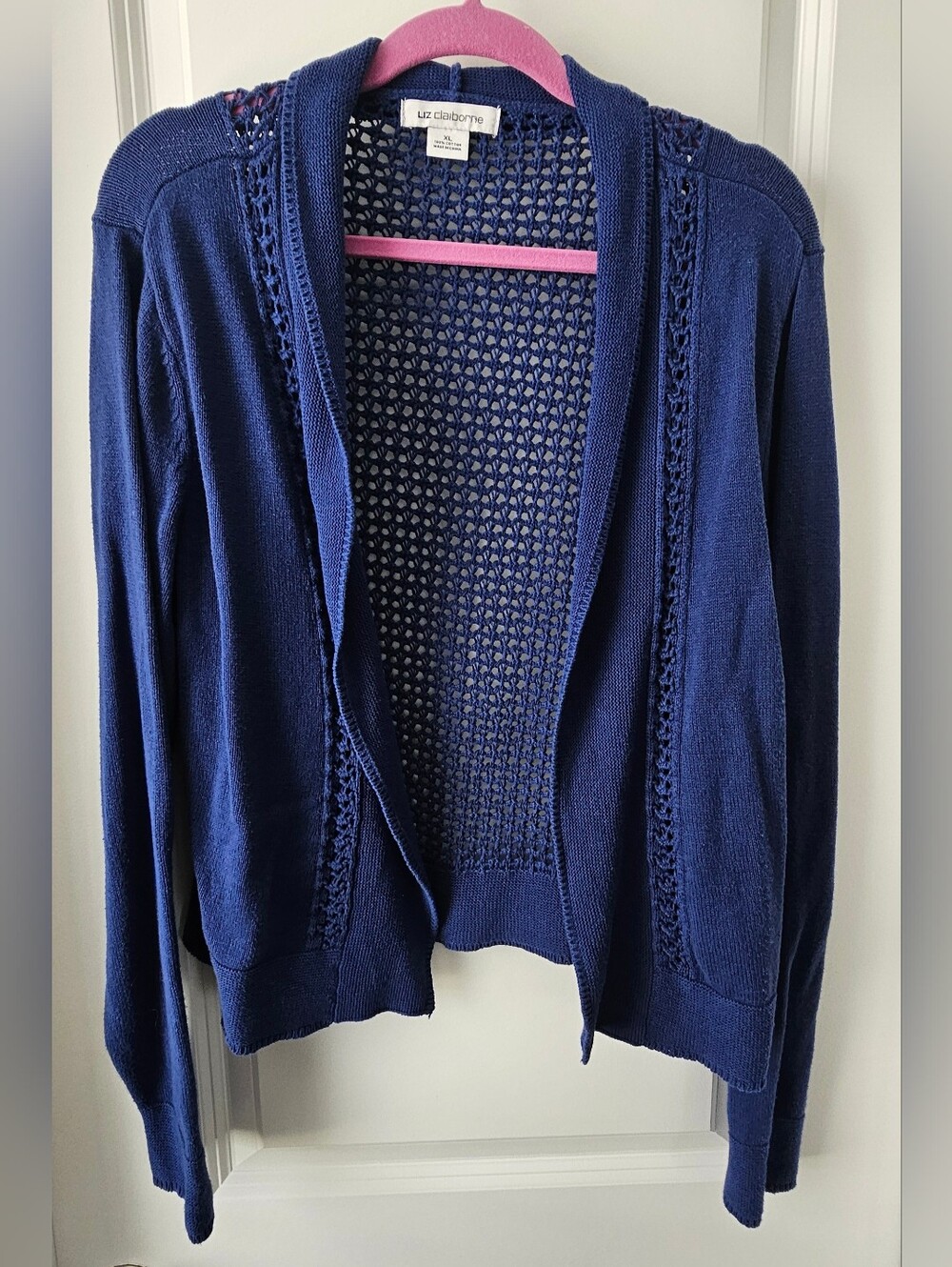 Liz Claiborne Navy Open-Front Knit Women's Cardigan